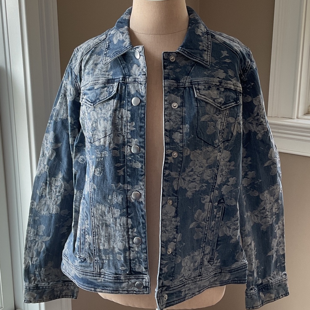 Chico's Denim Jacket with Floral Design